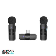 Load image into Gallery viewer, BOYA BY-V20 2.4GHz Ultra-Compact Dual Wireless Microphone System (USB-C Connector)
