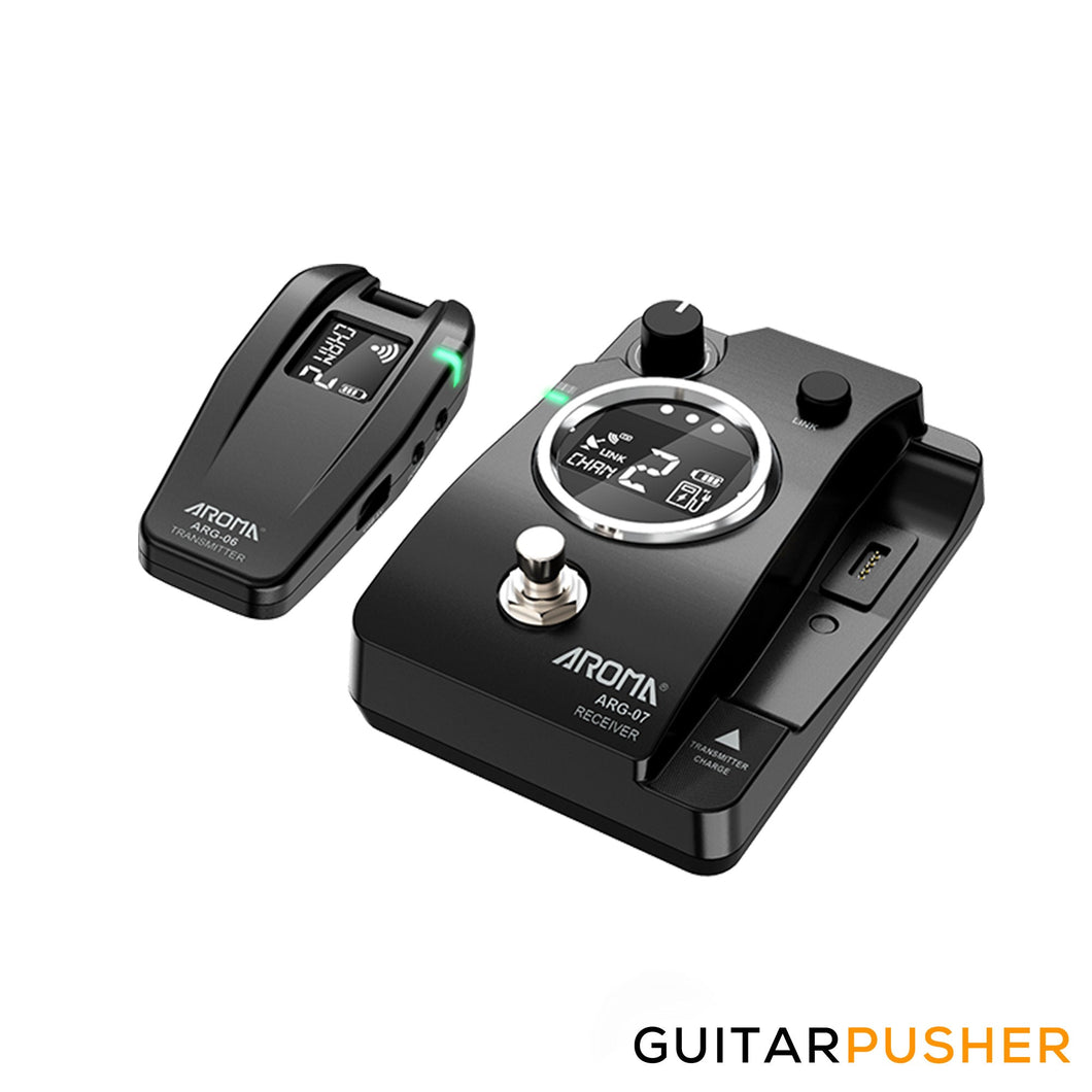 Aroma ARG-07 5.8GHz Guitar/Bass Wireless Audio Transmission System w/ LCD Display & Mute Tuner Function (Black)