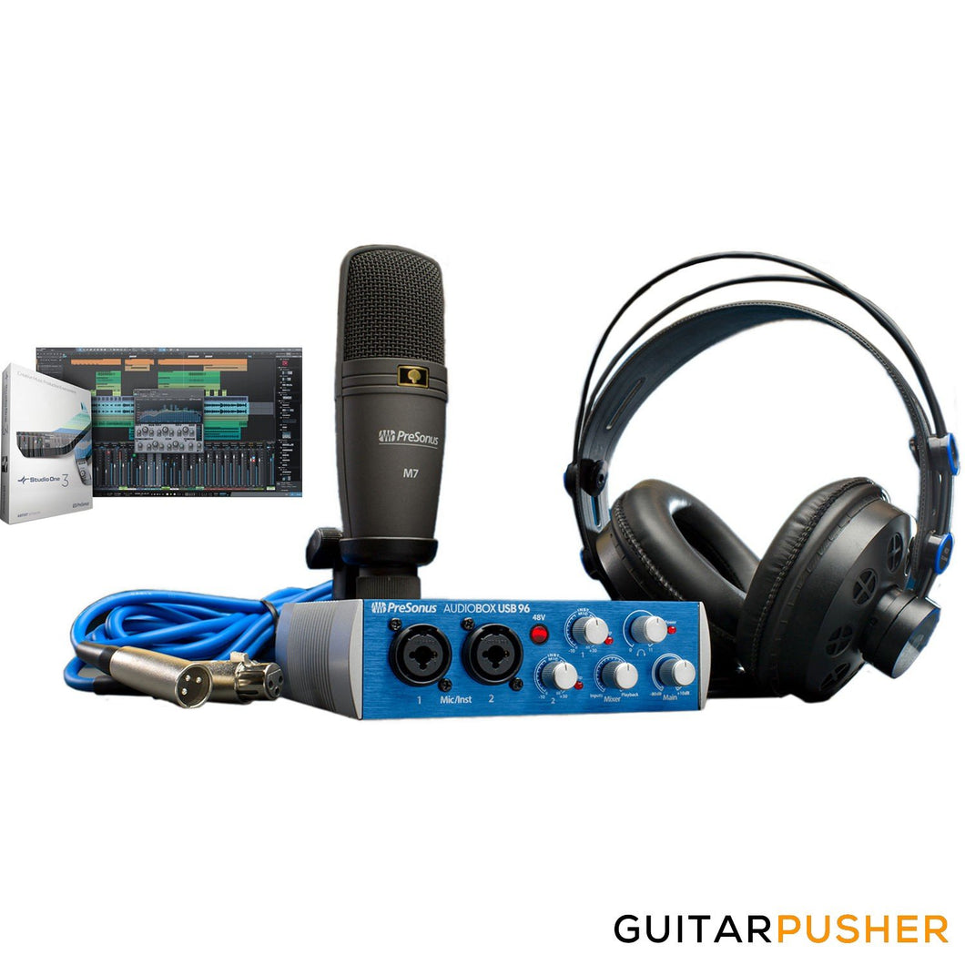 PreSonus AudioBox USB 96 Studio Bundle (Interface wtih Headphones, Microphone, Cable and Software)